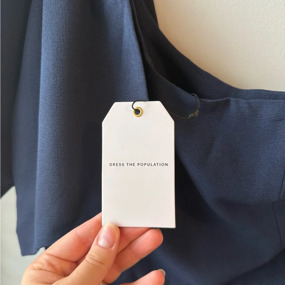 Dress The Population Tiffany One-Shoulder Navy‎ Dress NWT